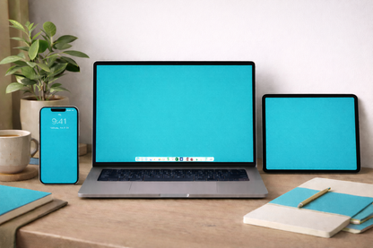 Deep Aqua Digital Wallpaper Bundle 12 Files Desktop Phone Tablet Background Aesthetic Minimal