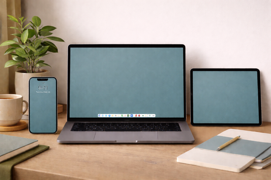 Dusty Blue Digital Wallpaper Bundle 12 Files Desktop Phone Tablet Background Aesthetic Minimal