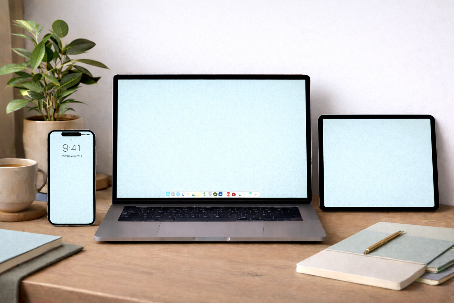 Ocean Blue Digital Wallpaper Bundle 12 Files Desktop Phone Tablet Background Aesthetic Minimal