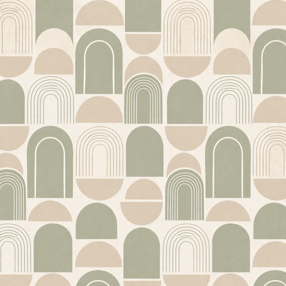 Sage Geometric Arches Seamless Pattern Neutral Arch Pattern PNG 8000x8000 Repeat Tile