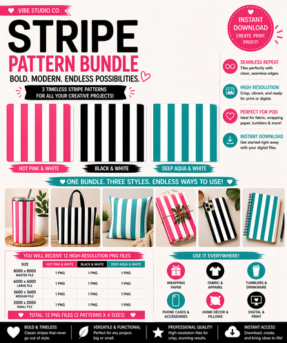 Stripe Pattern Bundle Seamless Stripe Patterns PNG 8000x8000 Repeat Tiles