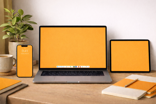 Tangerine Digital Wallpaper Bundle 12 Files Desktop Phone Tablet Background Aesthetic Minimal