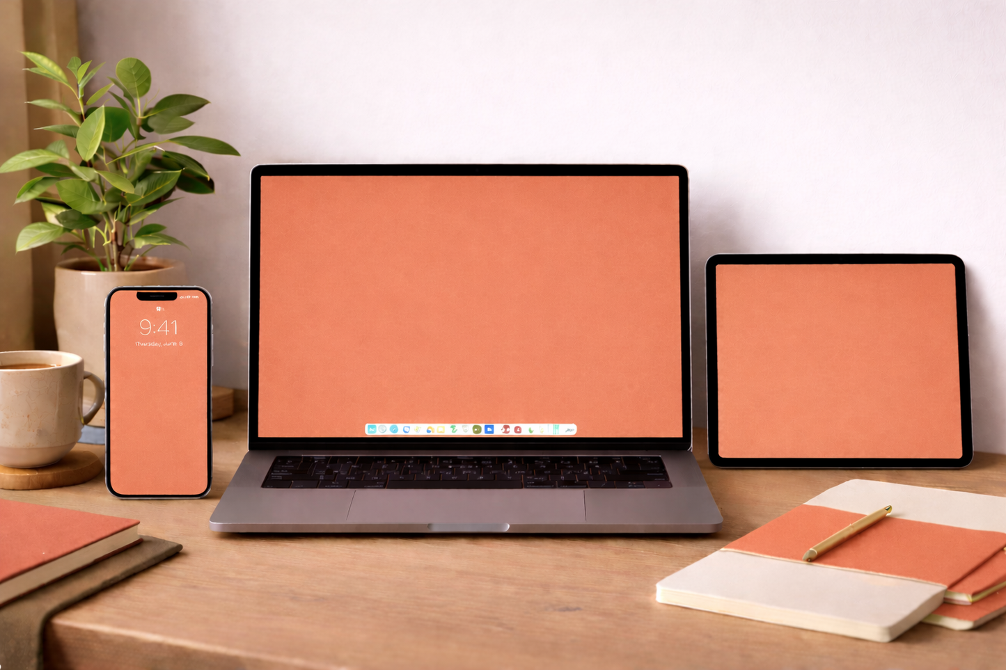 Terracotta Digital Wallpaper Bundle 12 Files Desktop Phone Tablet Background Aesthetic Minimal