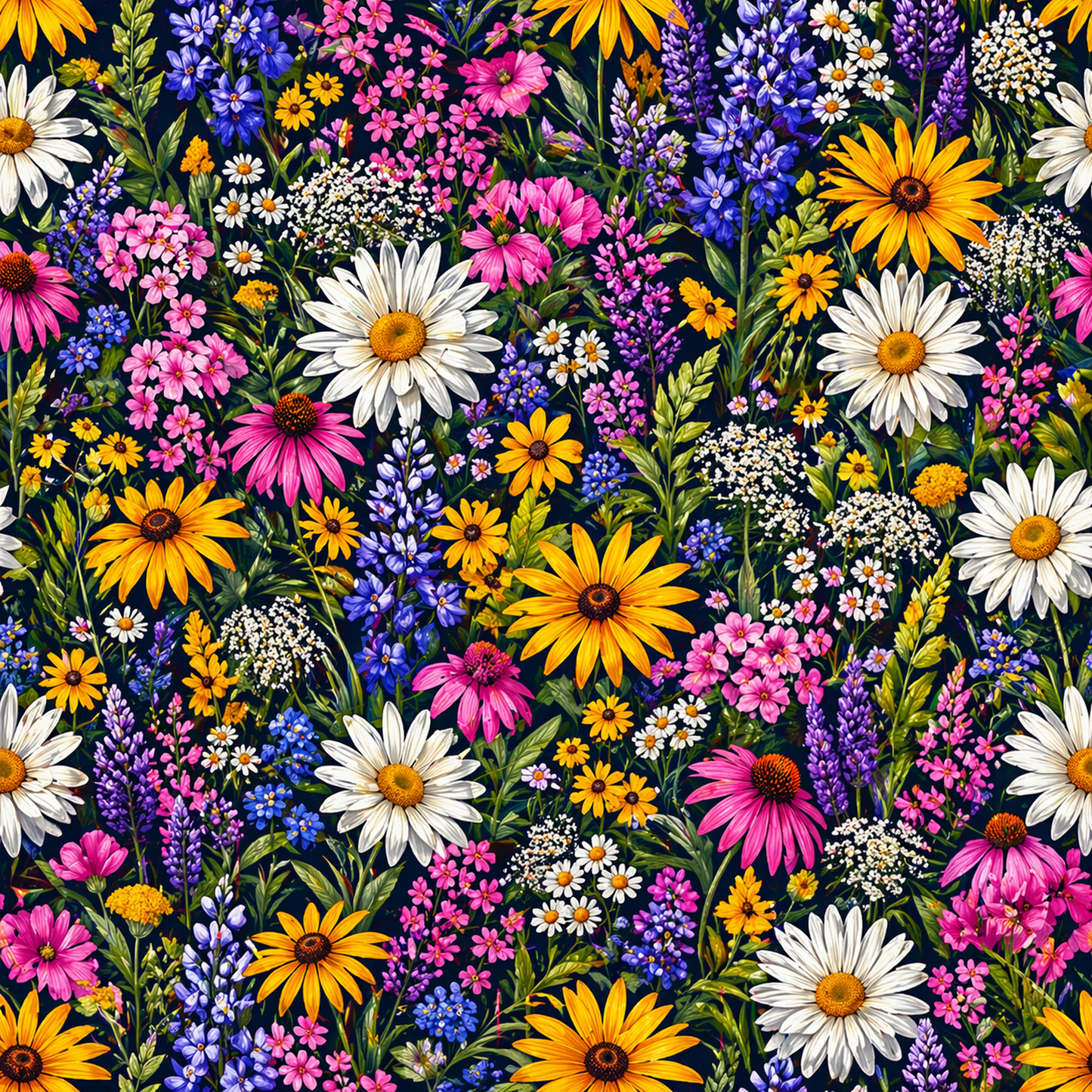 Wildflower Seamless Pattern Digital Download Floral Pattern PNG 8000x8000 Repeat Tile