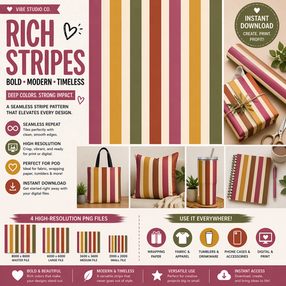 Rich Mauve Stripe Seamless Pattern Earth Tone Stripe Pattern PNG 8000x8000 Repeat Tile